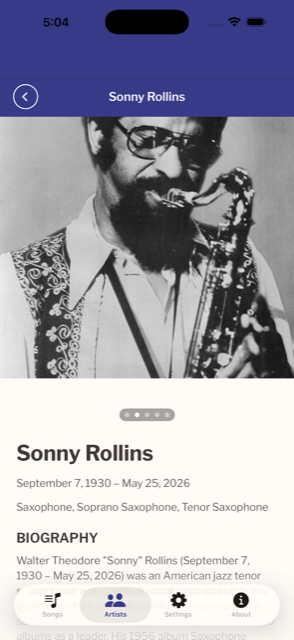 An artist profile with biography and discography
